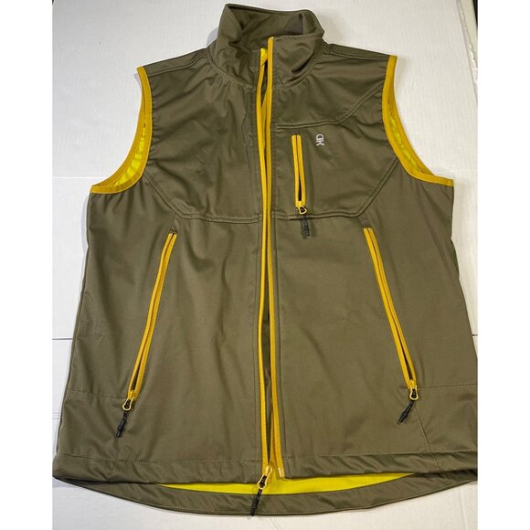 Little Donkey Andy Mens Olive Yellow Vest M Windproof Water Resistant Full Zip - Picture 3 of 15